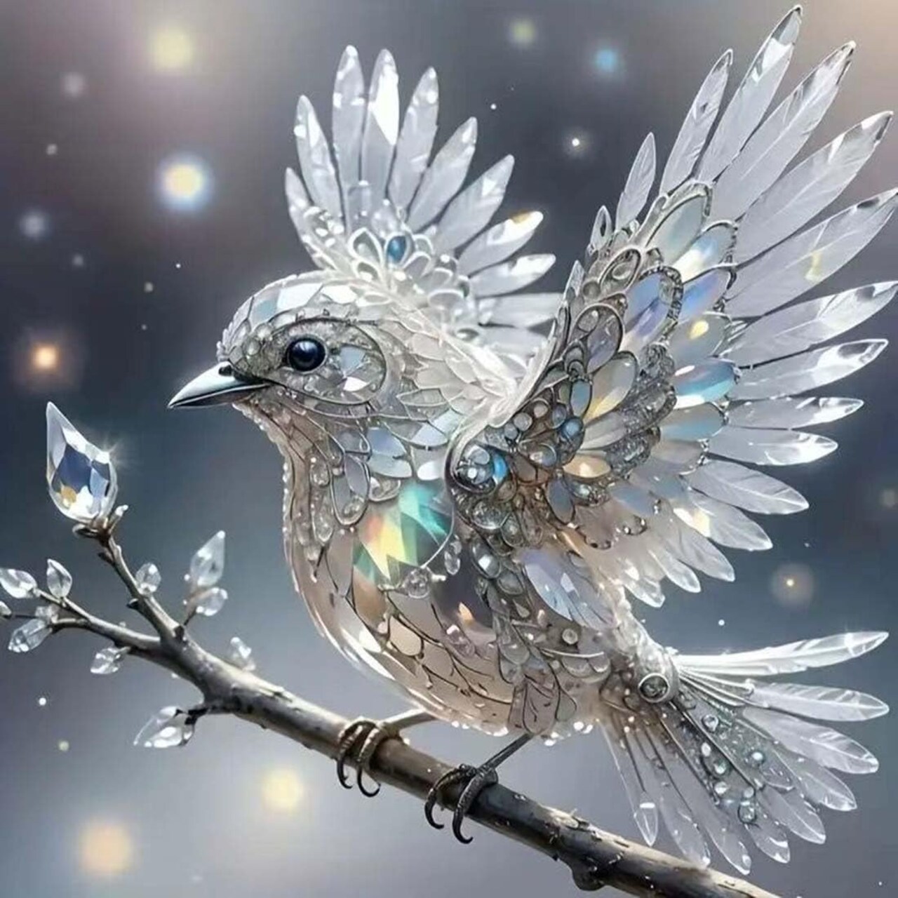 Hummingbird 5D Diamond Painting Kits for Adults,Diamond Art Kits White Bird for Beginners,DIY Full Drill Crystal Rhinestone Gem Art Craft Kits for Adults Home Wall Decor